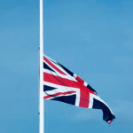 Union Jack at half staff